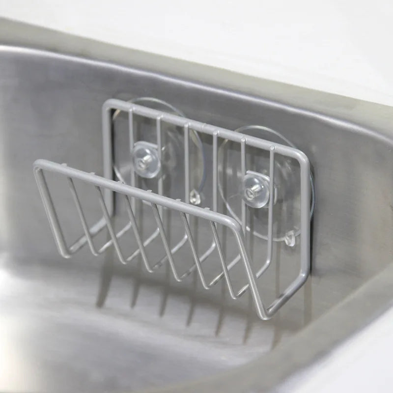 Suction Cup Sponge Holder for Tidy Kitchen Sink Storage Grey
