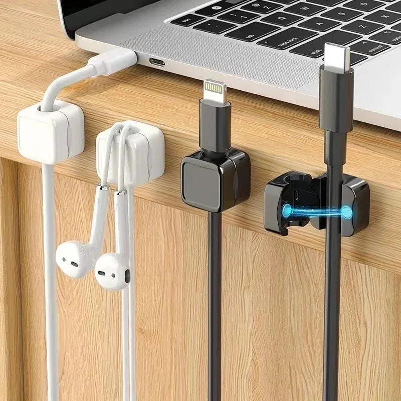 Magnetic Hinged Cable Clips for Desk Charging Lead Storage