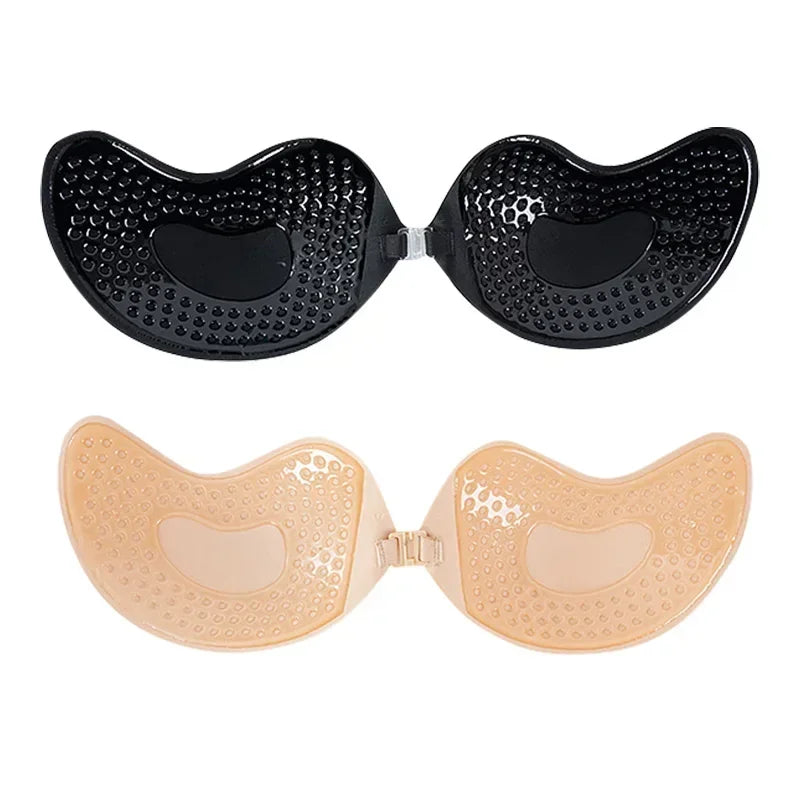1/2Pcs Sexy Women Invisible Push Up Bra Self-Adhesive Silicone Bust Front Closure Sticky Bra Black Skin Backless Strapless Bra Group 2