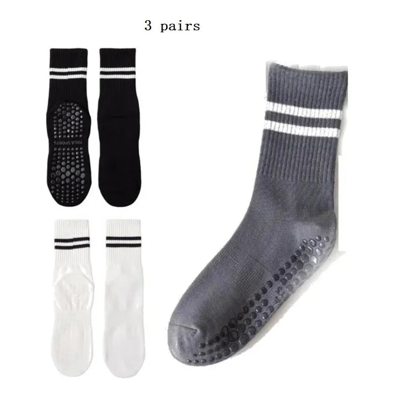 1/3/6/10 Pair Anti Slip Yoga Socks Female Medium Tube Socks lady Anti Slip Silicone Indoor Fitness Pilates Women's Sports Socks color-6