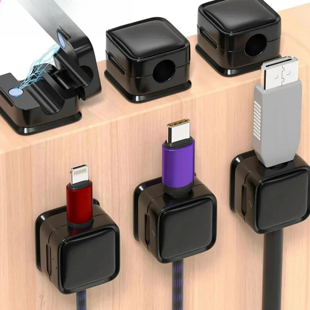 Magnetic Desk Cable Holders for Charging and Audio Leads