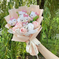 Cartoon Vinyl Doll Hello Kitty Kulomi Melody With Artificial Flower Creative Bouquet Christmas Valentine Birthday Gifts