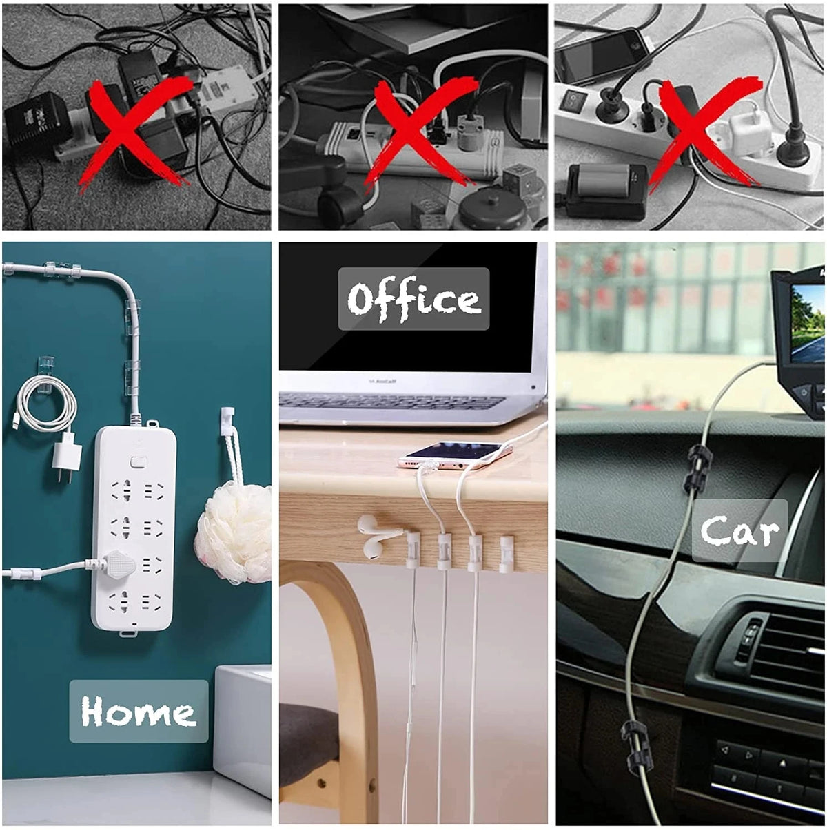 Self Adhesive Open Cable Clips for Desk Wire Routing