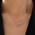 Tiny Cute Double Hollow Heart Chain Necklace Women Fashion Love Necklace Valentine's Day Jewelry for Women Silvery