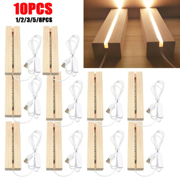 LED Display Base with Wooden Slot for Acrylic Art Panels