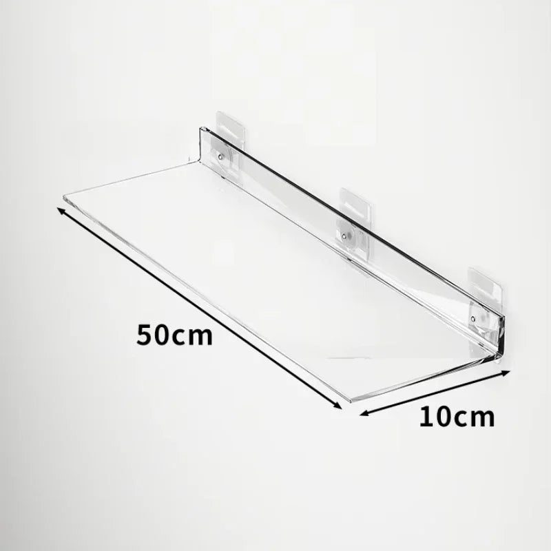 Clear Floating Wall Shelf No Drill, Waterproof, 20cm to 50cm Sizes