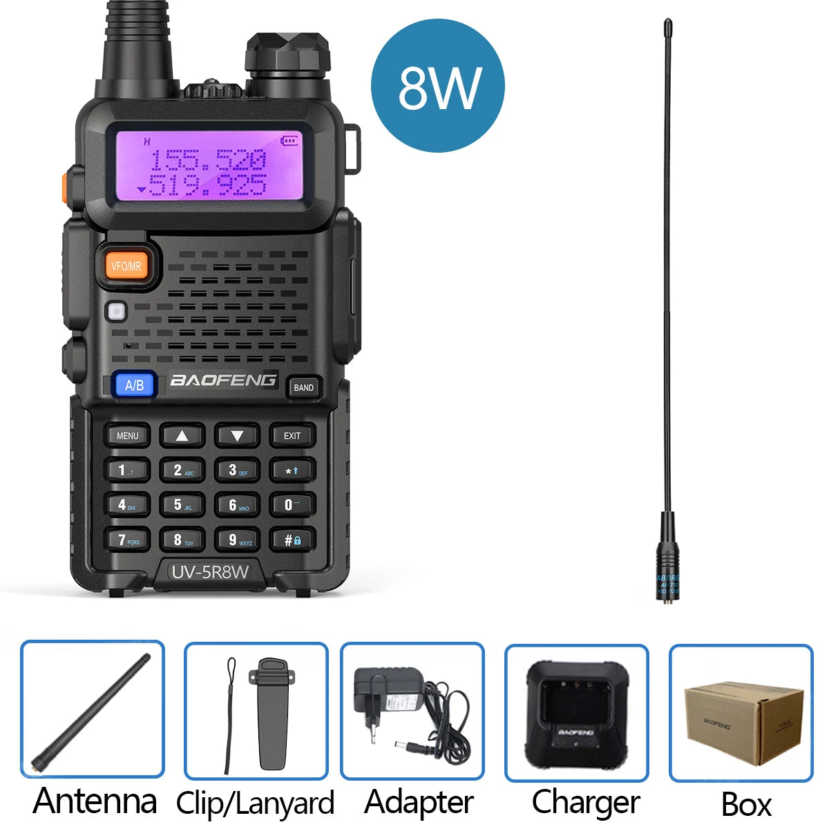Baofeng UV-5R Walkie Talkie 8W Dual Band VHF/UHF Two-Way Radio, Long Range, FM Radio - Dicrodelights