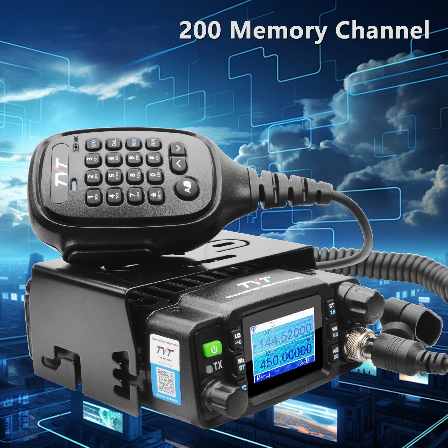 TYT Walkie Talkie TH-8600 IP67 Waterproof Car Transceiver 2m 70cm Dual Band Amateur Mini Mobile Radio 25Watt 200 Memory Channels