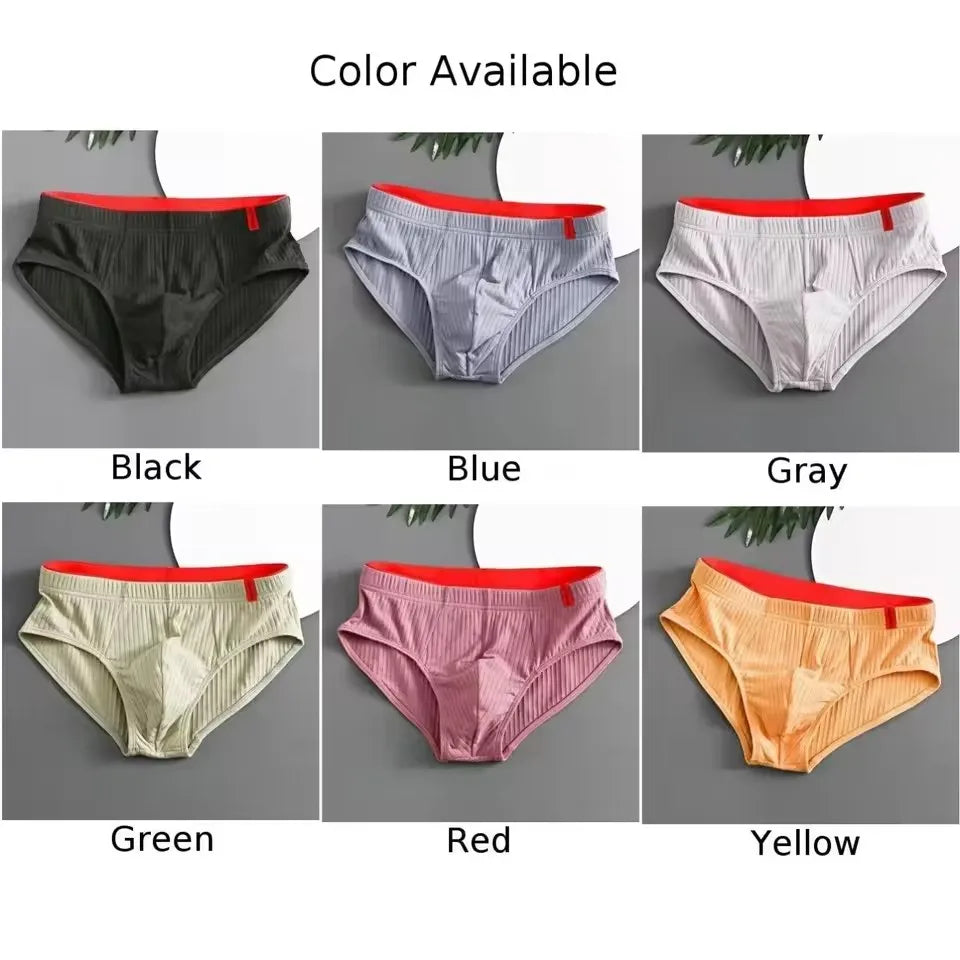 1/3PCS Men Briefs Mid Waist Elastic Soft Breathable Anti-septic U Convex Striped Solid Color Casual Men Underpants underwear men