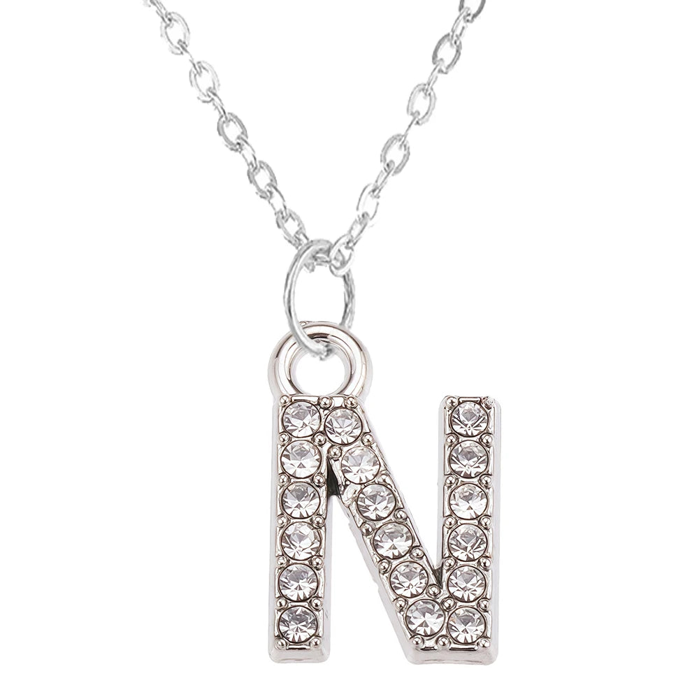 Fashion Shining A-Z Letter Pendant Charm Necklace 26 Initial Alphabet Name Clavicle Chain Party Valentine's Day Jewelry Gift N
