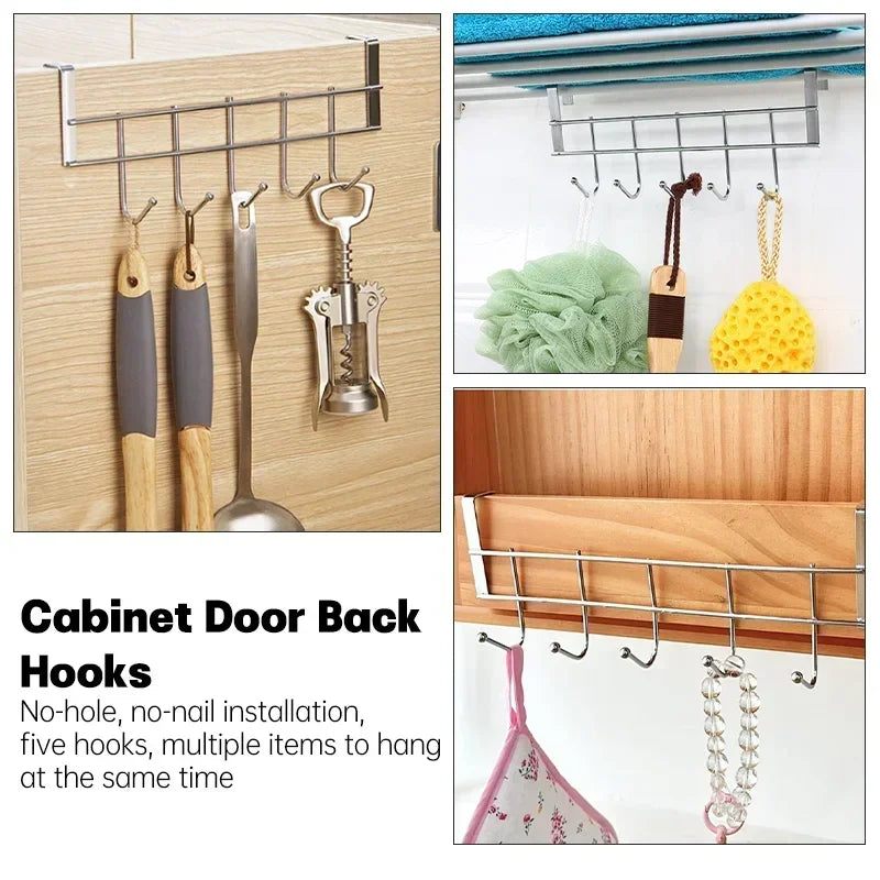 Five Hook Over Door Rack for Bedroom Accessory Storage