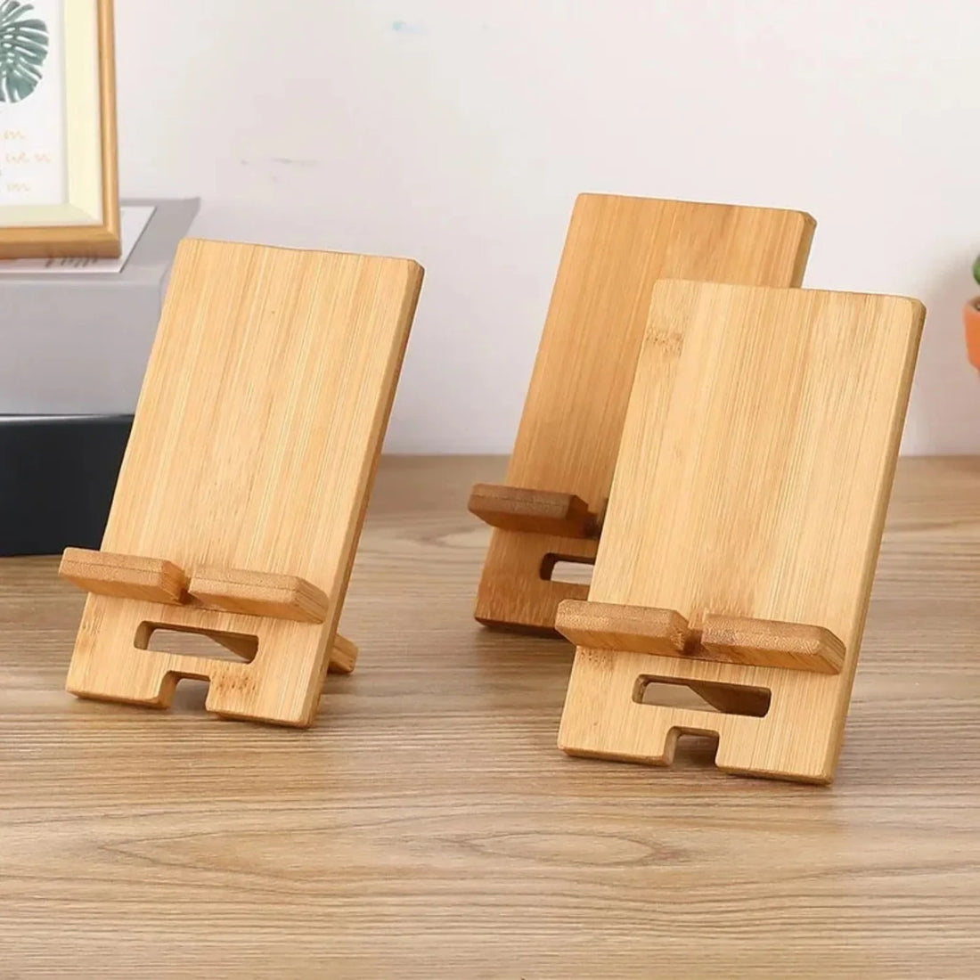 Bamboo Desk Phone Stand for Hands Free Portrait Viewing