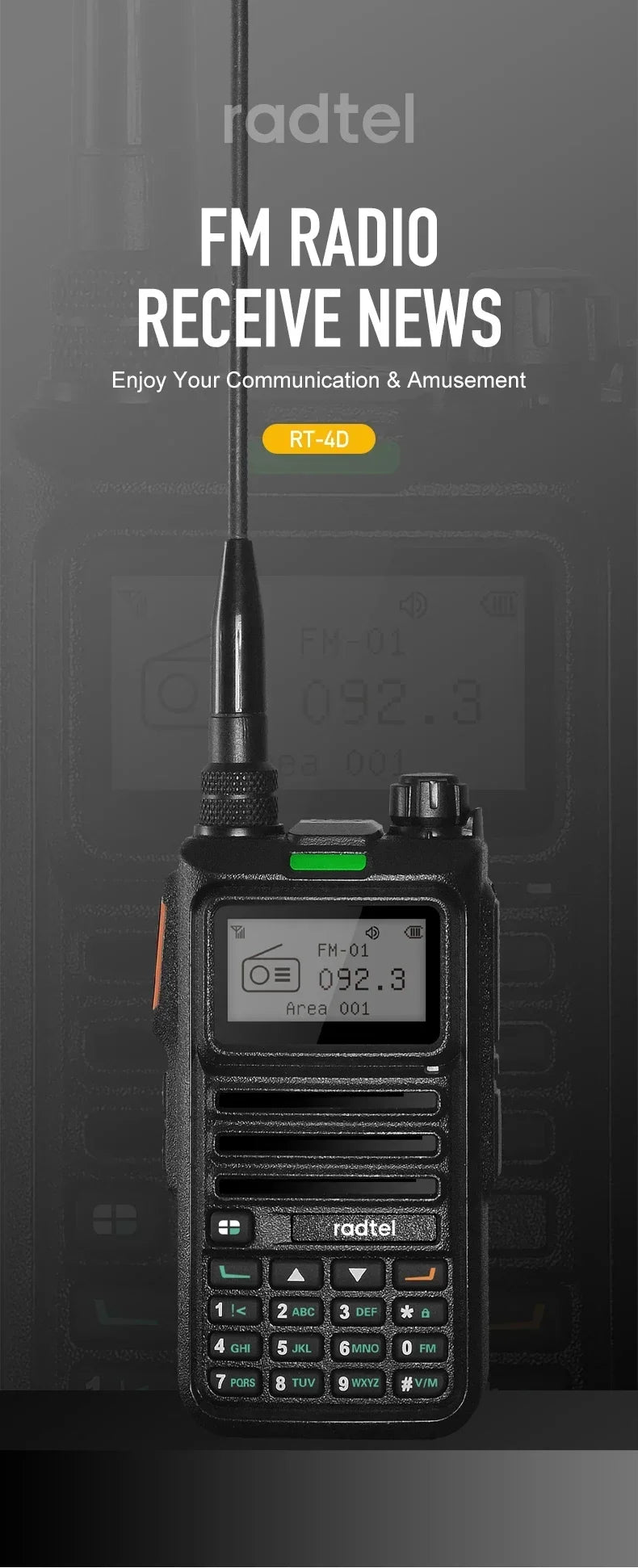 Radtel RT-4D DMR Radio Digital Walkie Talkie Dual Mode Analog Two Way Radio Dual Time Slot Ham Radio 1024 Channels - Dicrodelights