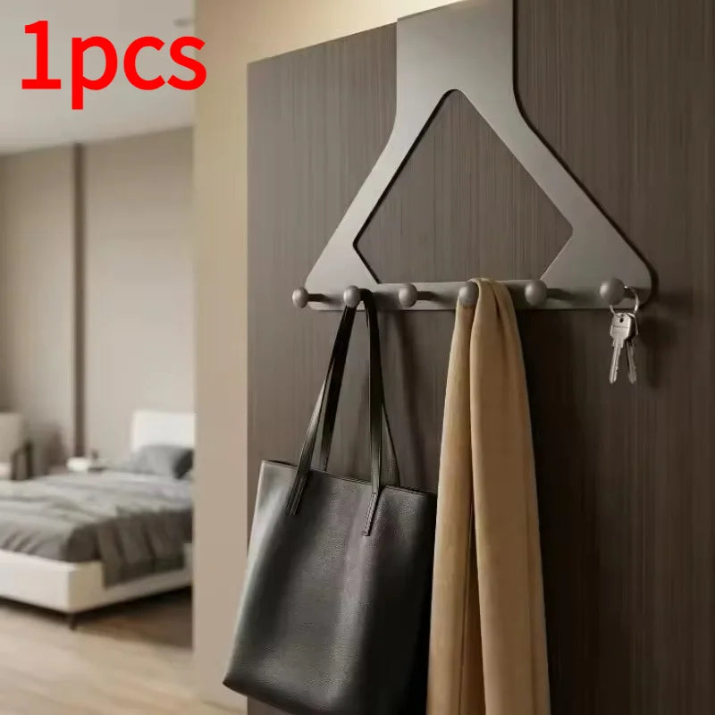 Six Peg Over Door Clothes Hanger for Bedroom Accessories 1pcs-gray