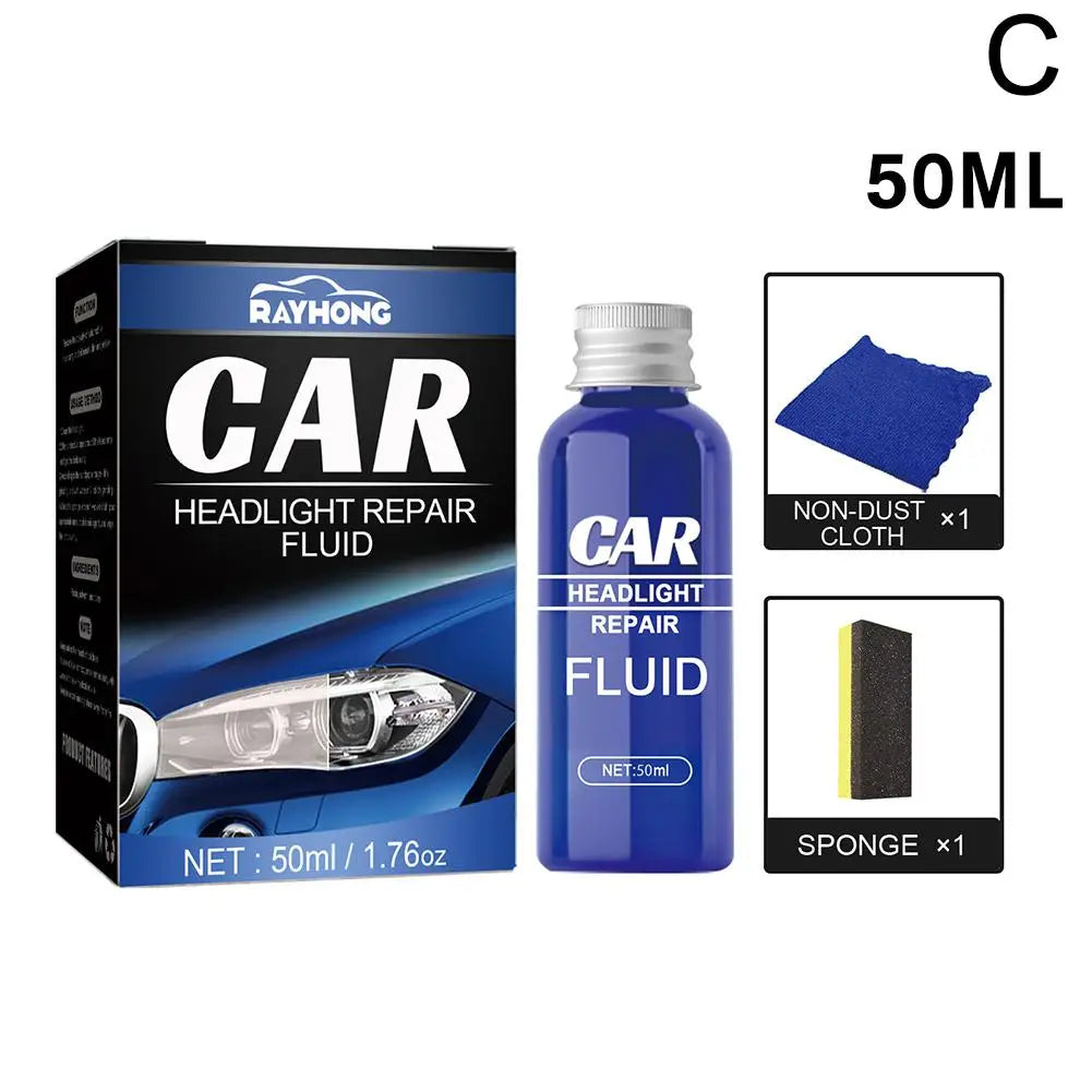 Car Headlights Restoration Kit Chemical Brightener Headlight Polisher Restorer Polishing Paste Set Auto Headlamps Wax Sanding B 50 ML