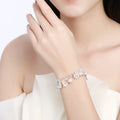Fashion 925 Sterling Silver Bracelet for Woman Pretty Heart Zircon Pendant Chain Wedding Party Gifts Classic Jewelry 20CM 8inch