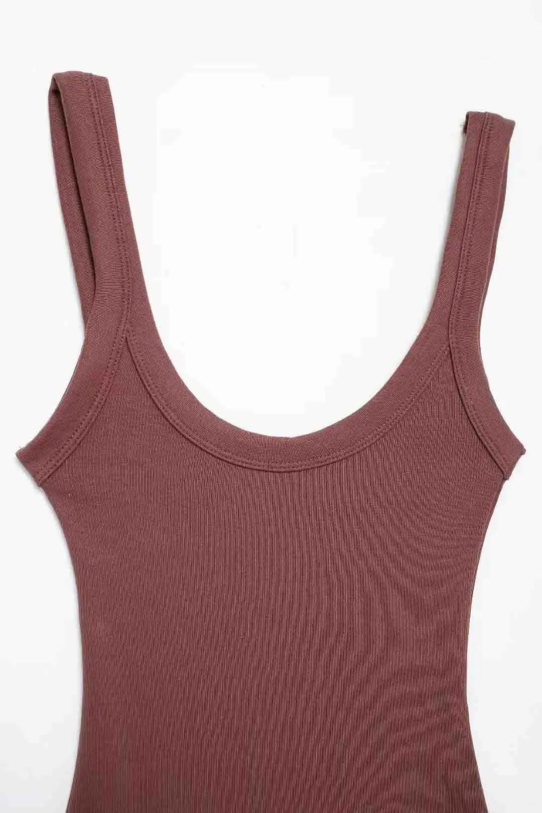 Women's Skinny Ribbed O-Neck Bodysuits with Straps Snap-Button Sexy Fashion Playsuits Comfortable Stretchy Female Clothing