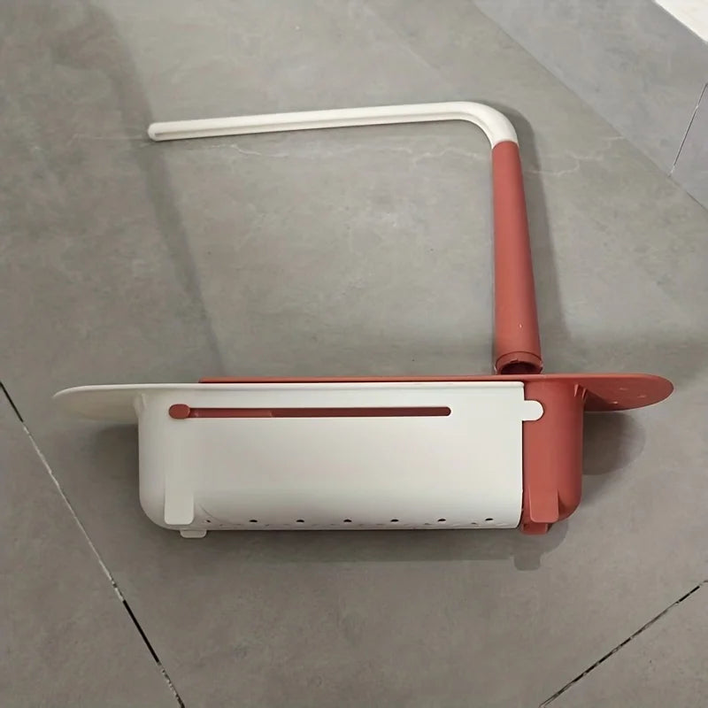 Telescopic Sink Shelf Kitchen Sinks Organizer Soap Sponge Holder Sink Drain Rack Storage Basket Kitchen Gadgets Accessories Tool Red