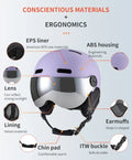 Seeker Ski Helmet with Goggles Winter Snow Helmet Outdoor Sports Alpine Skiing Skating Helmet Adult Men's and Women's Ski Helmet
