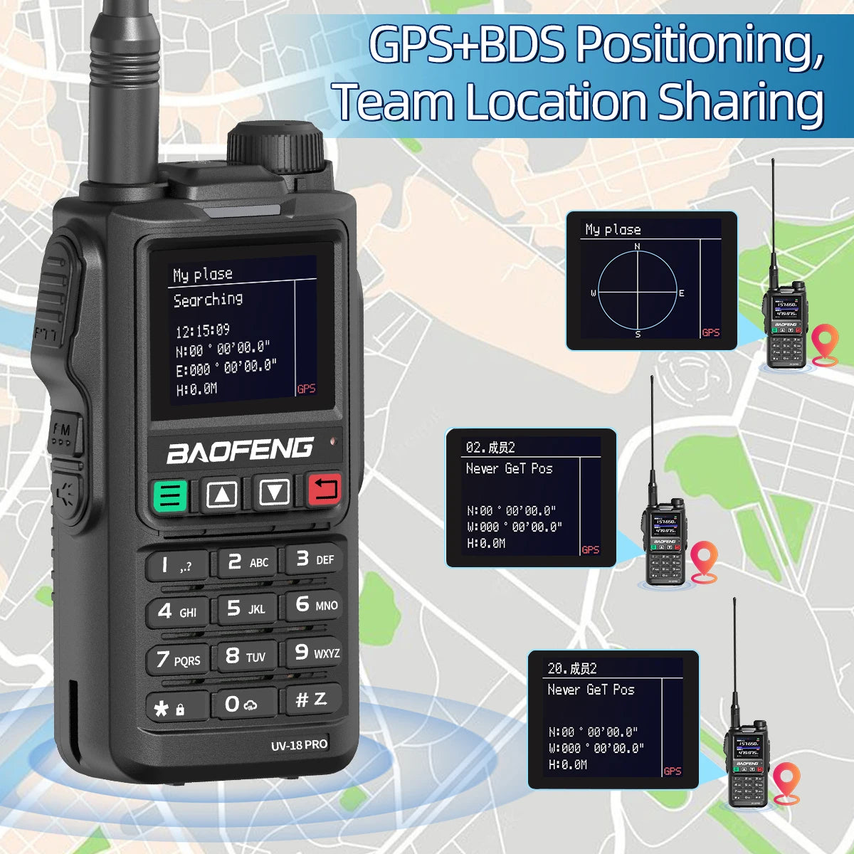 Baofeng UV18 PRO MAX GPS Walkie Talkie, 10W, Long Range, Type-C, Six-Band, Wireless Frequency, Ham Radio for Hunting - Dicrodelights