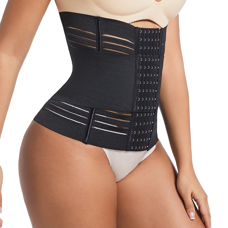 7-Bone Waist Trainer Corset Shapewear Women 6-Row Hook and Eye Closure Double Tummy Control Breathable Body Shaper