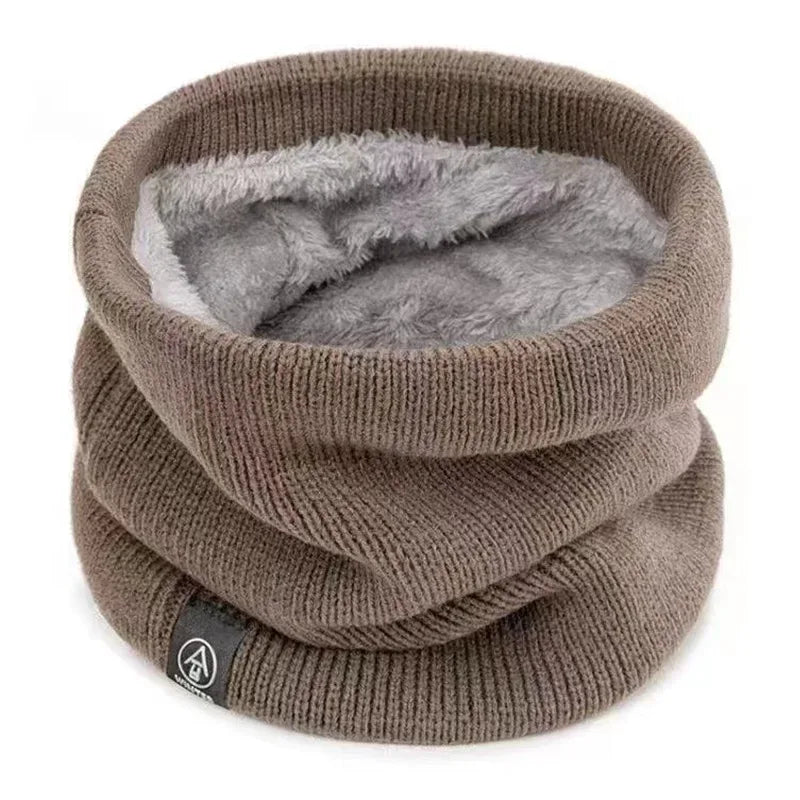 Neck Gaiter Winter Scarf – Warm Knit Windproof Tube Scarf Khaki