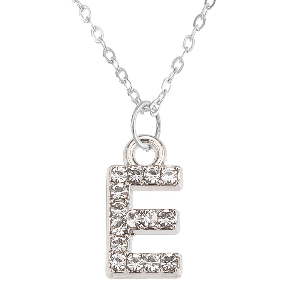 Fashion Shining A-Z Letter Pendant Charm Necklace 26 Initial Alphabet Name Clavicle Chain Party Valentine's Day Jewelry Gift E