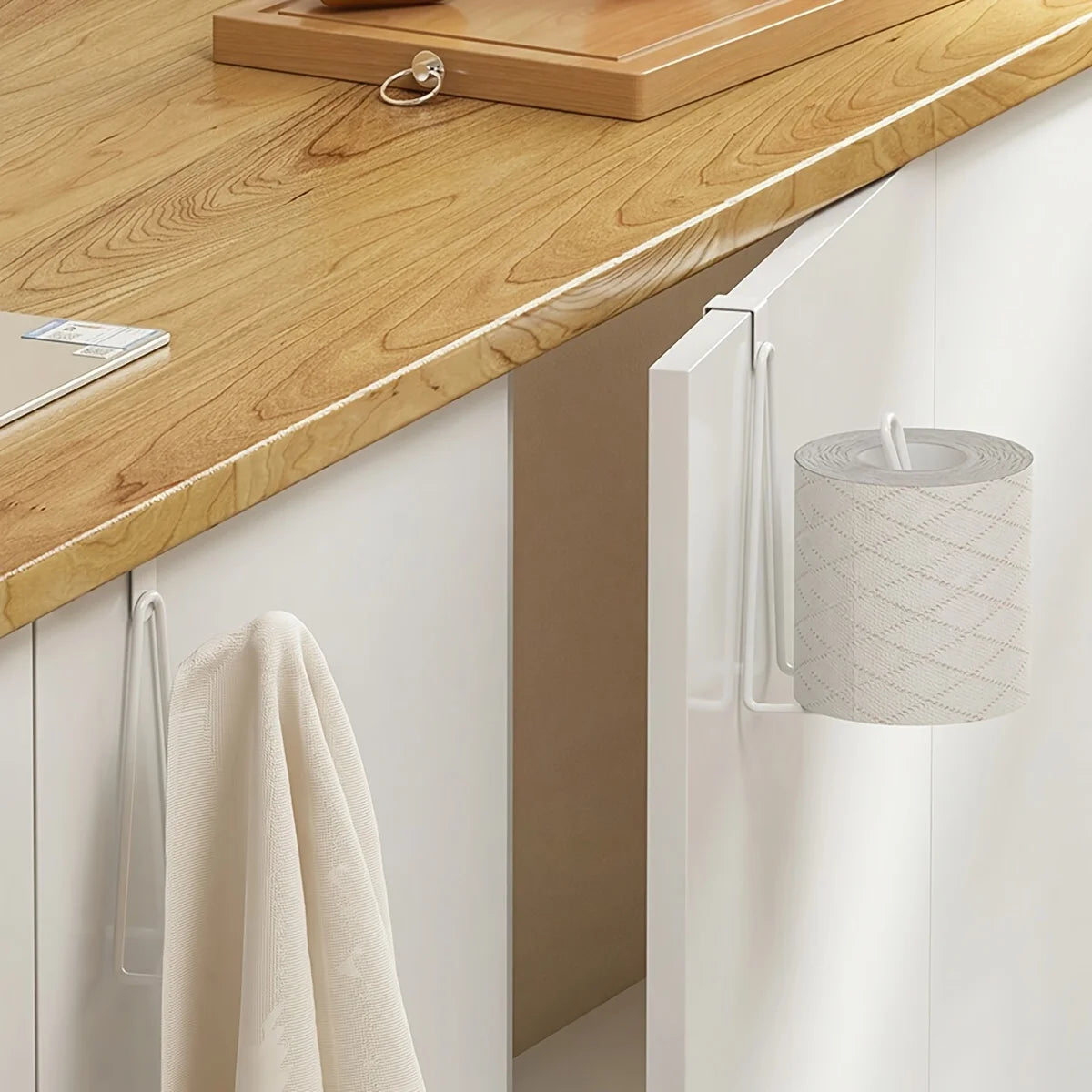 Metal Over Cistern Toilet Roll Holder in Black or White