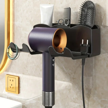 Wall Mounted Hair Dryer Bracket, For Bathroom Shelves Without Drilling, Hair Dryer Bathroom Storage Rack Black China Mainland