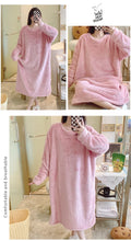 Warm Fleece Nightgown Women's Loose Comfortable Home Clothes plus Size Solid Color Simple Design Sleepwear Casual Outerwear