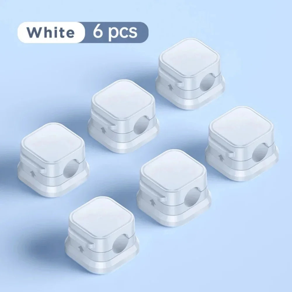 Magnetic Desk Cable Holders for Charging and Audio Leads 6PCS White