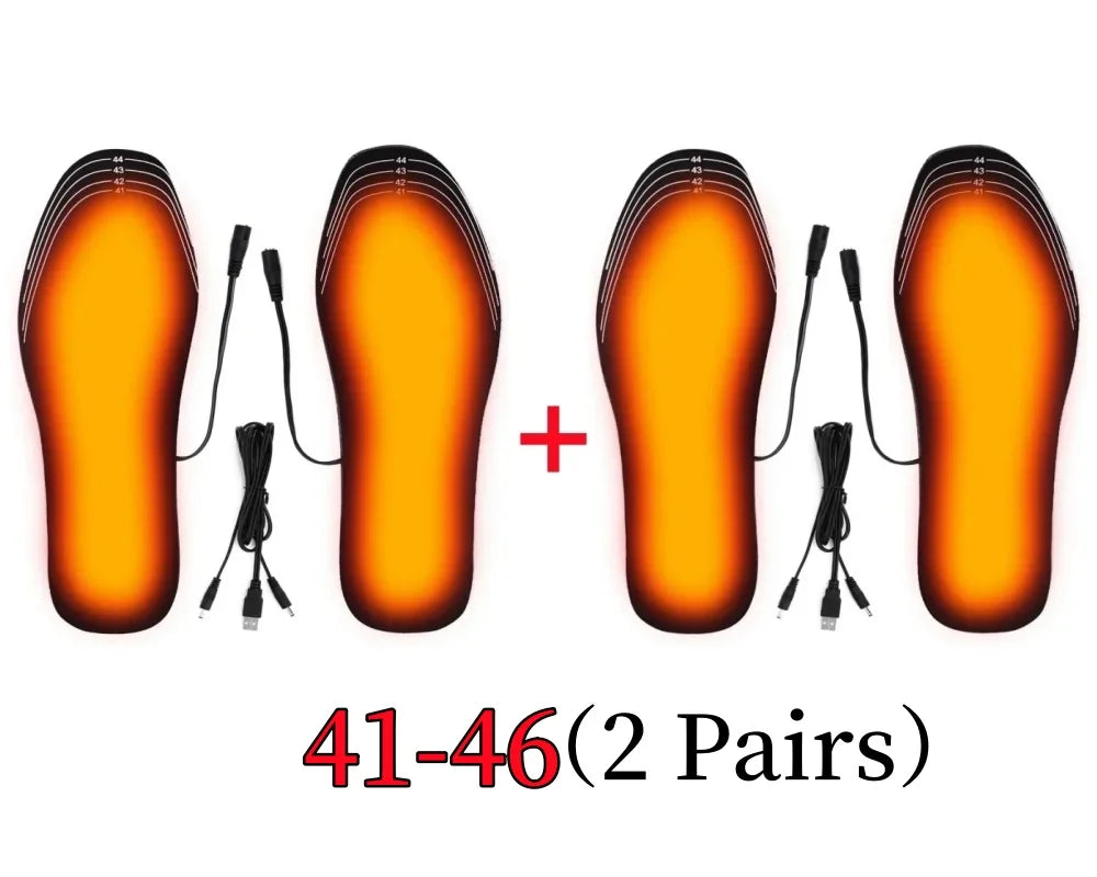 USB Rechargeable Heated Insoles Size 35-46 DIY Customizable Electric Heated Shoes Pad for Outdoor Skiing Winter Foot Warmers 41-46(2 Pairs)