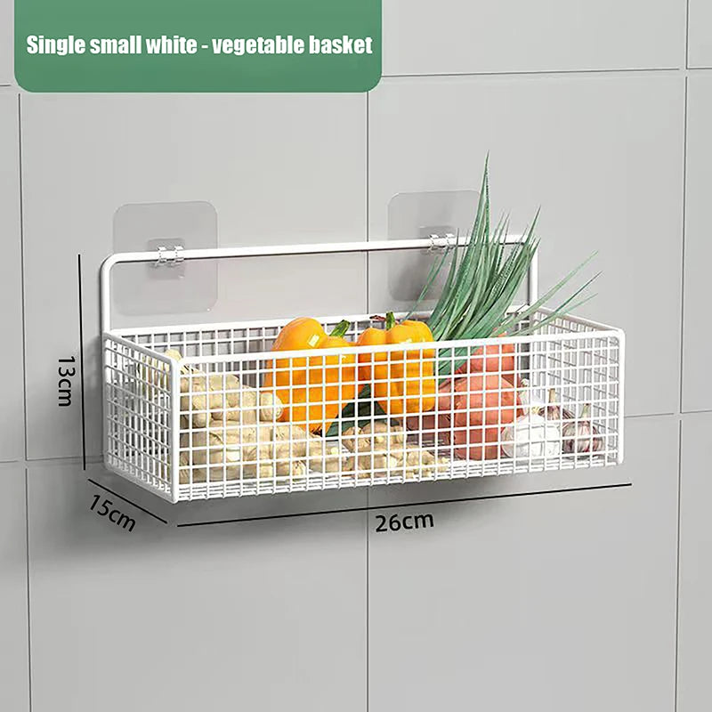New Multifunctional Bathroom Organiser Toiletries Organiser No-Punch Bathroom Shelf Bathroom Kitchen Wall Mount Storage Rack M White