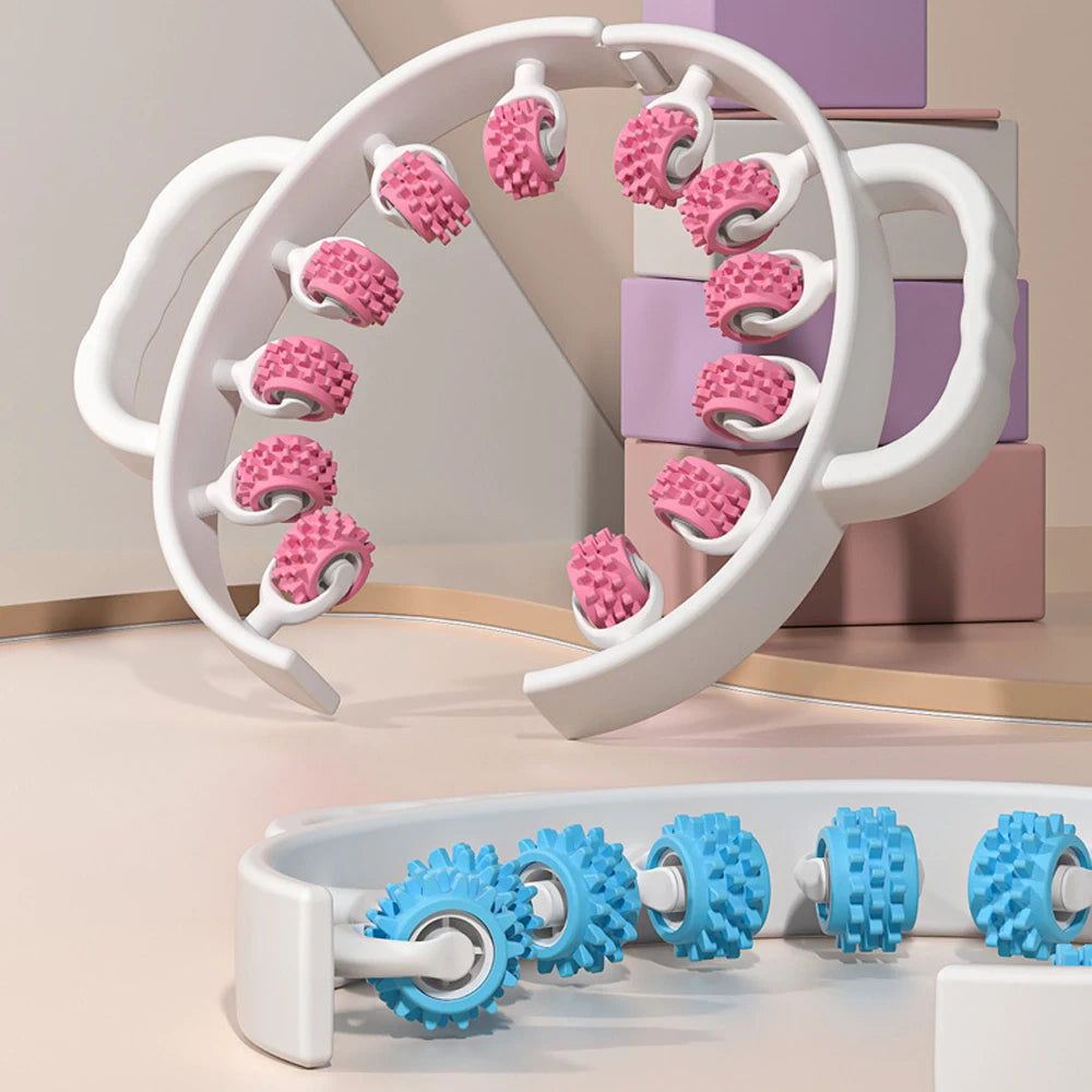 Leg Massager Multi-functional 12 Wheels Full-coverage Massage Roller for Arm Waist Leg Muscle Relaxation Manual Massage Machine