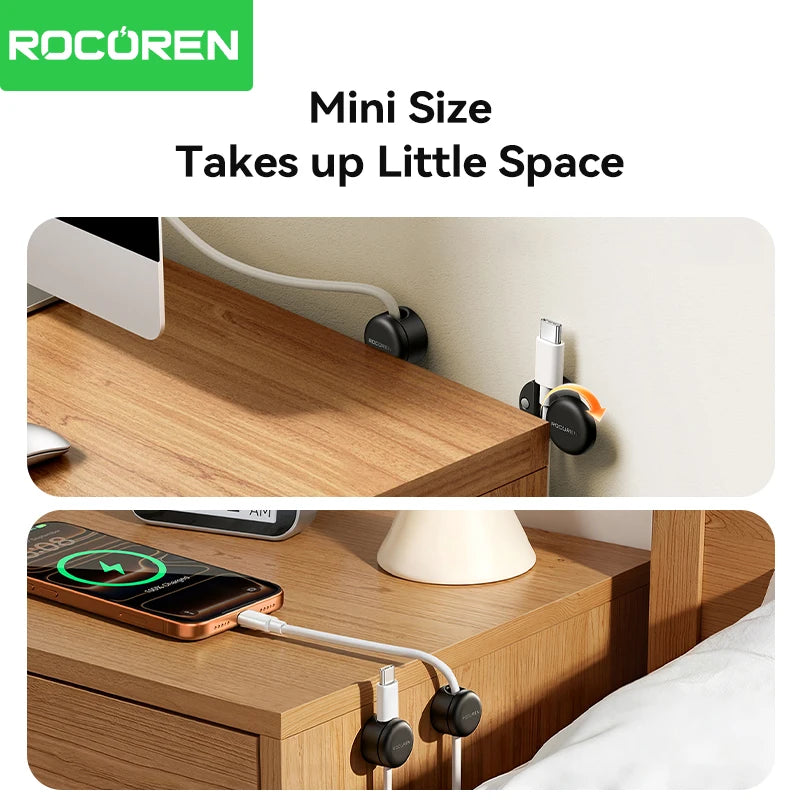 Rotating Magnetic Cable Clips for Desk Charging Leads
