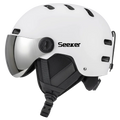 Seeker Ski Helmet with Goggles Winter Snow Helmet Outdoor Sports Alpine Skiing Skating Helmet Adult Men's and Women's Ski Helmet White