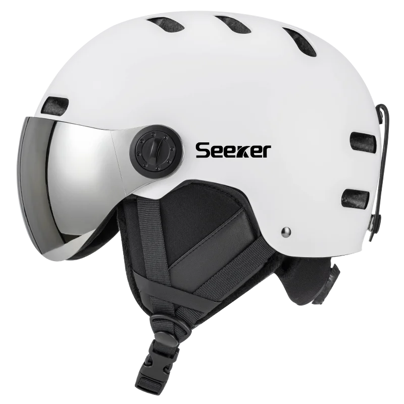 Seeker Ski Helmet with Goggles Winter Snow Helmet Outdoor Sports Alpine Skiing Skating Helmet Adult Men's and Women's Ski Helmet White