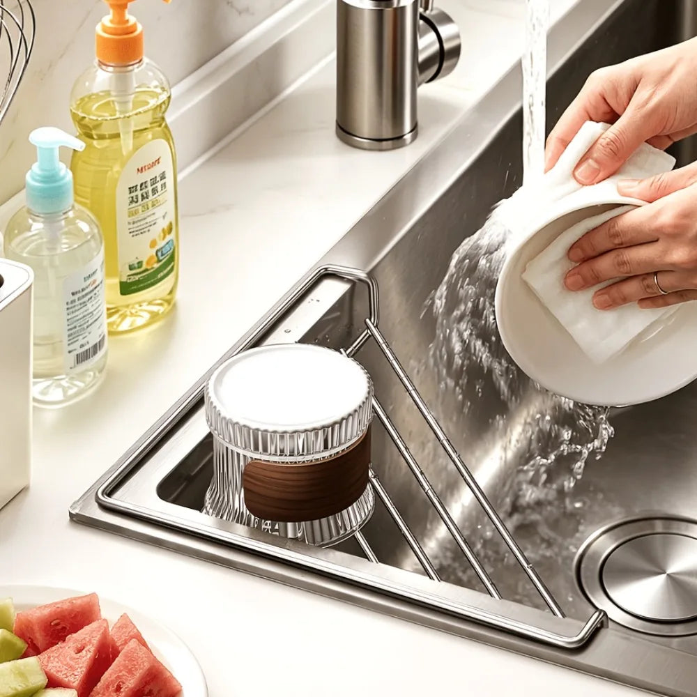 Stainless Steel Triangle Sink Caddy for Corner Storage