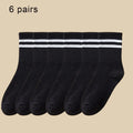 1/6 Pairs Women Mid-Tube Socks Solid Colour Autumn Winter Breathable Comfortable Sport Sweat Absorbent Man And Women's Socks 6 Pairs Black A One Size