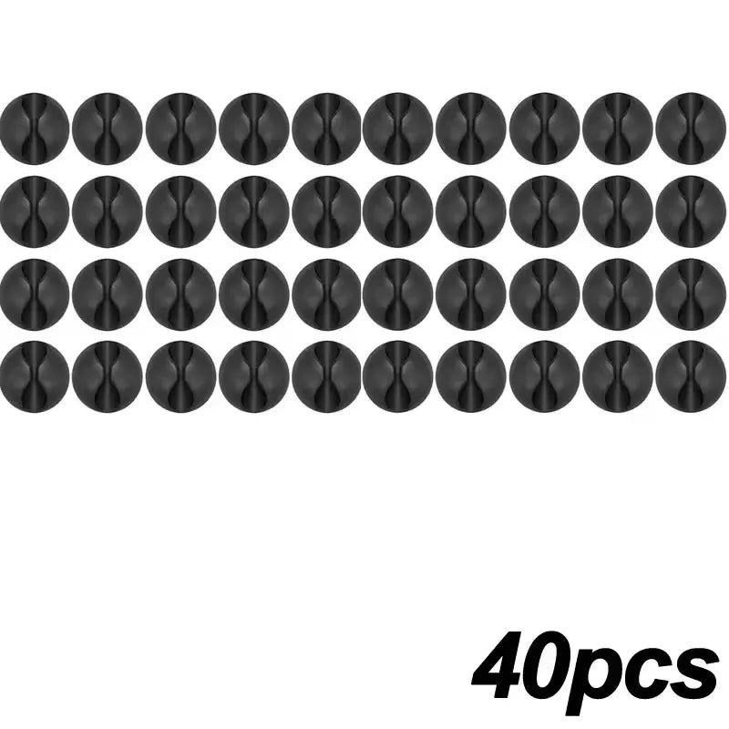 Self Adhesive Round Desk Cable Clips for Charging Leads 40x Black