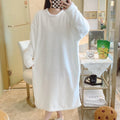 Warm Fleece Nightgown Women's Loose Comfortable Home Clothes plus Size Solid Color Simple Design Sleepwear Casual Outerwear WHITE