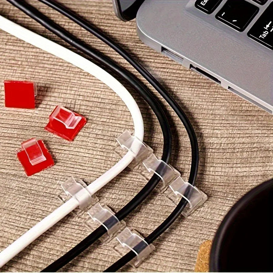 Adhesive Open Wire Clips for Home Office Desk Cable Routing