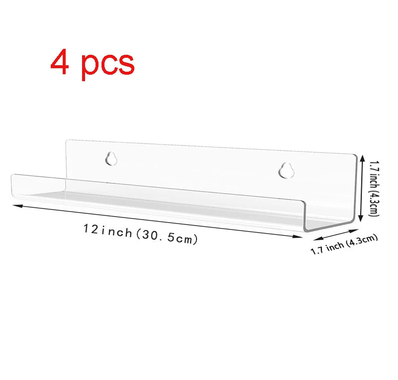 Acrylic Record Shelf for Wall Mounted Album Cover Display 12inch 4 pcs