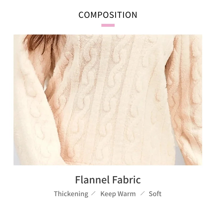 Women's Nightdress Winter Warm Nightgown Thicken Flannel Long Sleeved T-shirt Tops Soft Coral Fleece Pyjama Dress Home Clothing