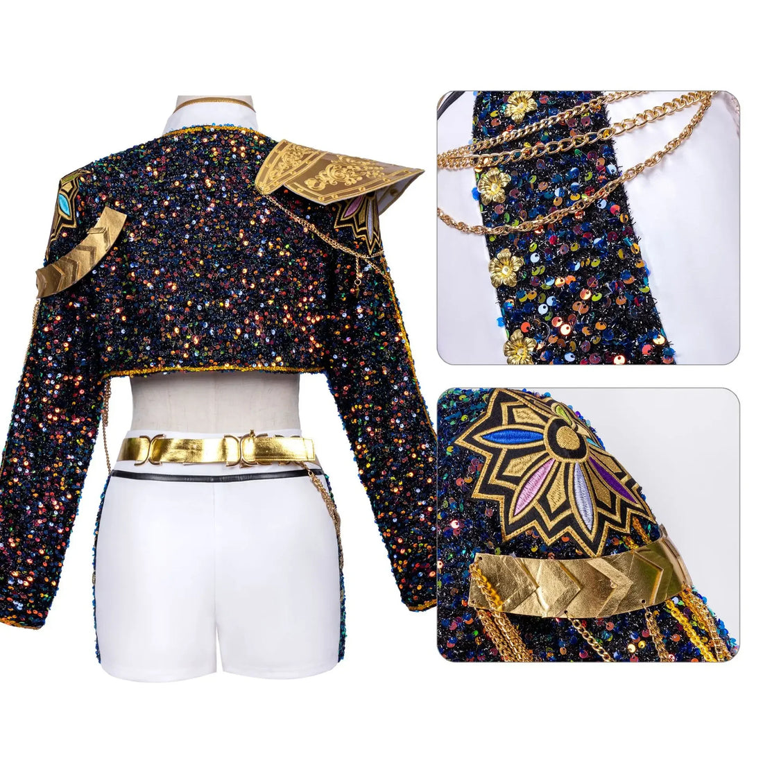 New Black Color Gold KPop Demon Hunters Cosplay Rumi Zoey Mira Costume Women Cool Suit Halloween Party Role Playing Outfit