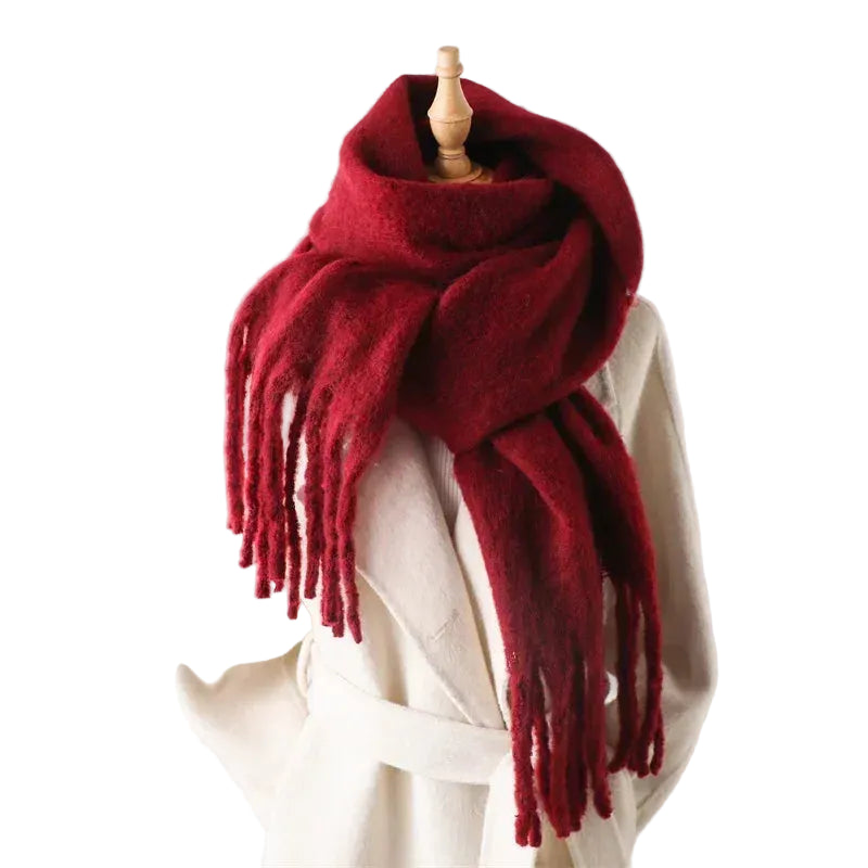 Women Winter Cashmere Scarf Thick Warm Pashmina Shawl Wrap Wine