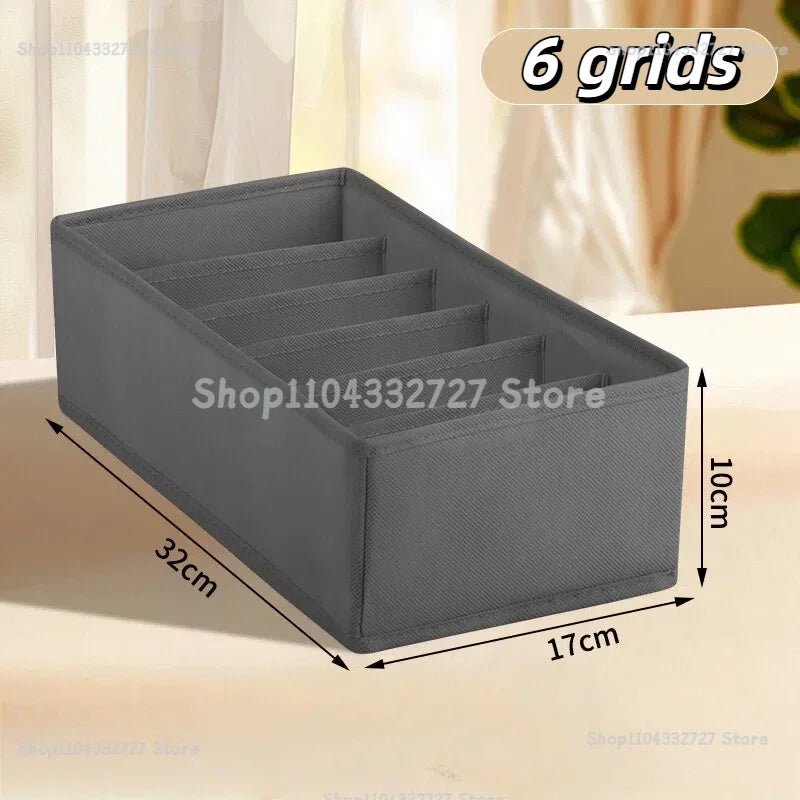 Fabric Drawer Storage Organiser for Underwear Bras and Socks grey-6grids