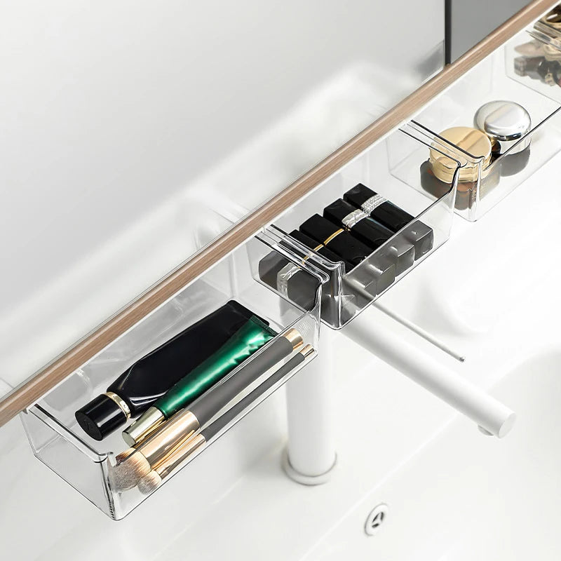 1Pc Transparent Acrylic Storage Box Under Tabl Drawer Pull-Out Storage Shelf Cabinet Bathroom Office Storage Box Case Container