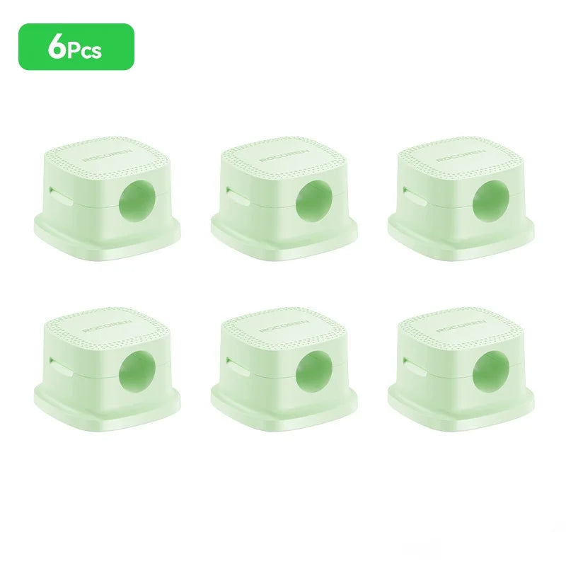 Self Adhesive Magnetic Desk Cable Clips for Charging Leads Green 6PCS