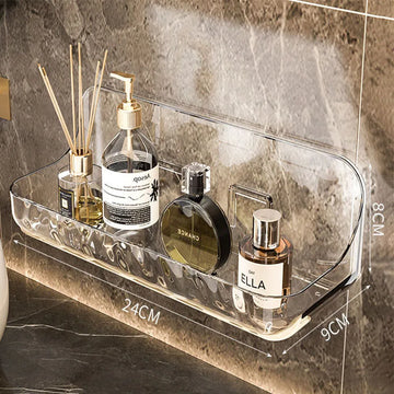 Clear PET No Drill Bathroom Shelf with Drainage and Raised Sides